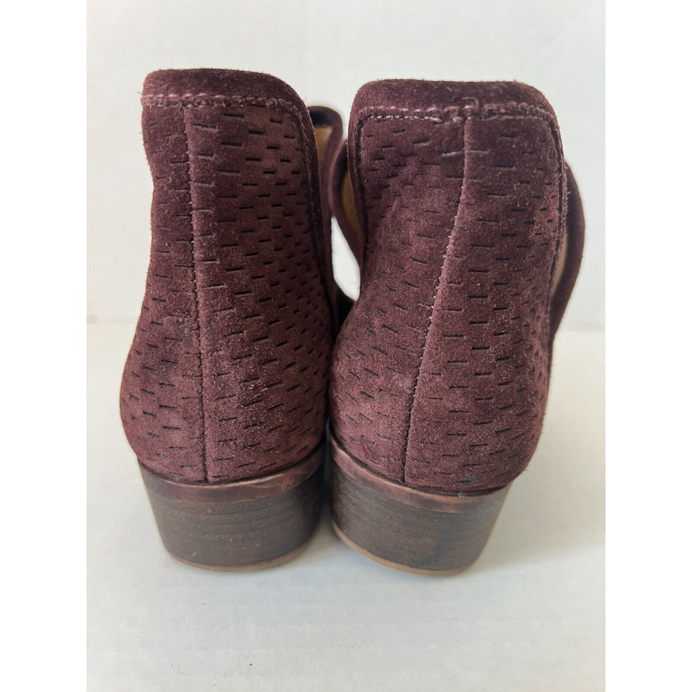 Lucky Brand Ankle Booties Womens 7 Baley Maroon Suede Leather Perforated Boots - Picture 5 of 8